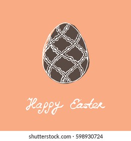 Easter holidays design for invitation card. Chocolate egg. Vintage illustration with Easter egg.
