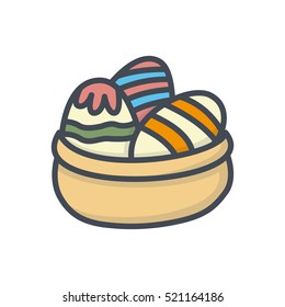 Easter Holidays Icon Colored basket with Eggs