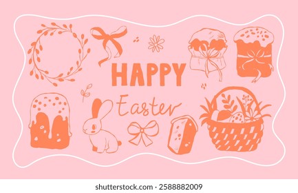 Easter horizontal greeting vector banner
