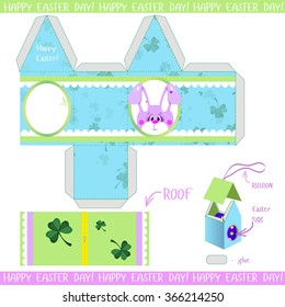 easter house box for gift and egg with easter bunny