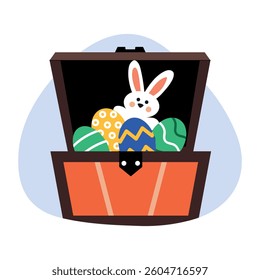 Easter hunt box illustration in flat style 