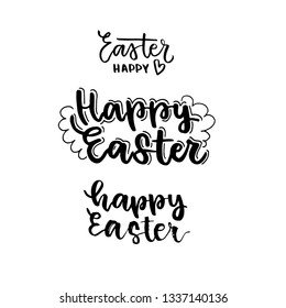 Easter hunt. Happy Easter. Handwriting lettering Happy Easer. The phrase in black on a white background.