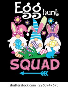 Easter Hunt Squad Easter Egg Hunt Gnome Family T-shirt Design