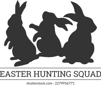 Easter Hunting Squad, Easter Hunting Season, Egg Hunting, Kids Easter, Hoppy Easter, Bunny Door Decor, Egg Hunter, Hunting, Cut Files For Cricut, Egg SVG, Spring Women Shirt, Spring Vector, Bunny Ears