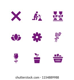 easter icon. 9 easter set with cross, flowers, flower and basket vector icons for web and mobile app