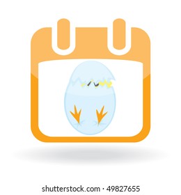 Easter icon - calendar with broken egg. Vector illustration