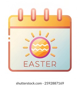 Easter icon calendar with sun. Vector illustration  isolated on a white background. 