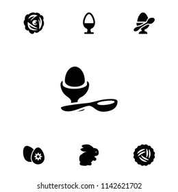 Easter icon. collection of 7 easter filled icons such as nest, rabbit, boiled egg. editable easter icons for web and mobile.