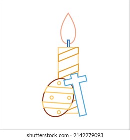 easter icon color line vector illustration