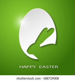 Easter Icon Egg silhouette of a Rabbit on a green background. Vector Illustration