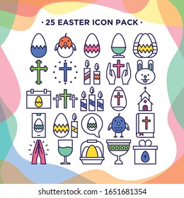 Easter icon pack with colorfull Background