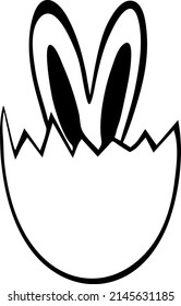 Icono de Pascua de las orejas de conejo asomando de la cáscara de huevo