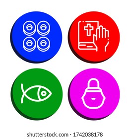 easter icon set. Collection of Cracknels, Bible, Christianity, Wicker basket icons