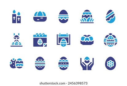 Easter icon set. Duotone color. Vector illustration. Containing zigzag, candle, egg, eggs, easter day, easter.