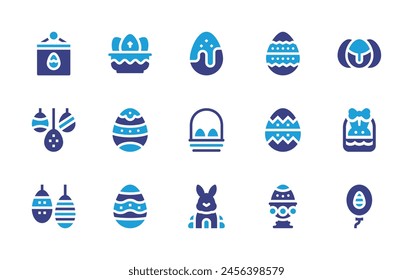 Easter icon set. Duotone color. Vector illustration. Containing egg, bunny, bunny, chocolate egg, eggs, easter day.