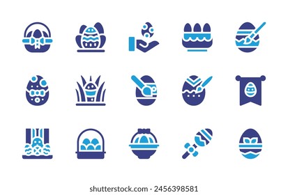 Easter icon set. Duotone color. Vector illustration. Containing basket, easter egg, easter eggs, easter.