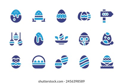 Easter icon set. Duotone color. Vector illustration. Containing waves, egg hunt, easter egg, chicken, easter eggs.