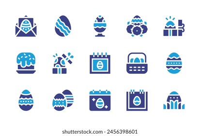 Easter icon set. Duotone color. Vector illustration. Containing egg, cake, eggs, easter day, easter.