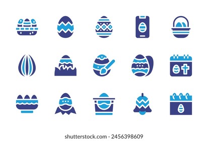 Easter icon set. Duotone color. Vector illustration. Containing decorative, easter eggs, easter egg, easter, bell.