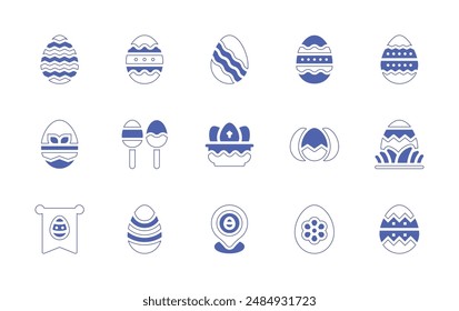 Easter icon set. Duotone style line stroke and bold. Vector illustration. Containing easter egg, easter eggs, easter, pin, lollipop.