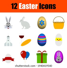Easter Icon Set. Flat Design. Fully editable vector illustration. Text expanded.