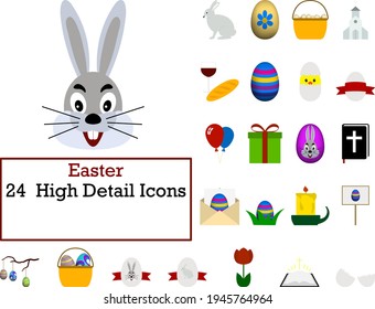 Easter Icon Set. Flat Design. Fully editable vector illustration. Text expanded.