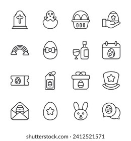Easter icon set isolated on white