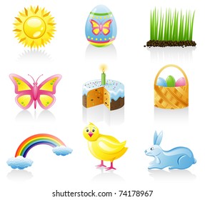 Easter icon set. Isolated on a white background.