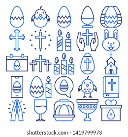 Easter icon set linear color