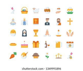 Easter icon set.  Easter symbols collection.