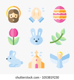 Easter icon set. Vector illustration of Easter holiday