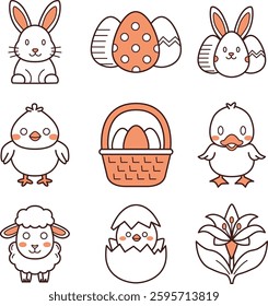 Easter Icon Sheet with Bunny, Eggs and Other Animals