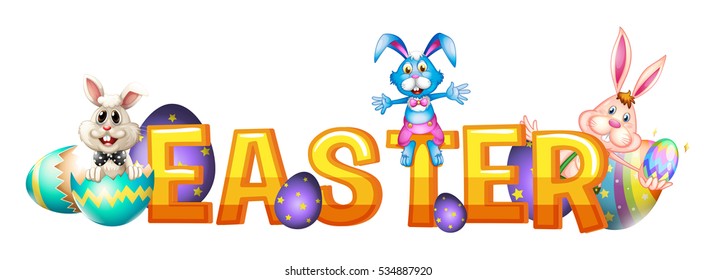 Texto del icono de Pascua con conejillos