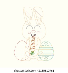 easter icon vector illustration color line