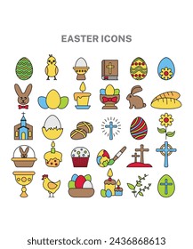 Easter Icons Of 30 Different Easter Ornaments For Easter Sunday