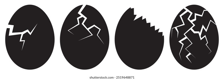 easter icons broken egg and celebration. Egg icon Broken set eggs sign. Broken egg vector illustration set. 