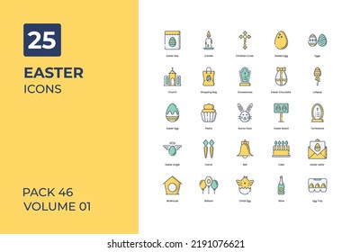 Easter icons collection. Set contains such Icons as chirstmas, easter egg, easter decoration, and more
