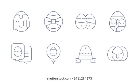 Easter icons. Editable stroke. Containing egg, chat, balloon, easter eggs, easter egg.