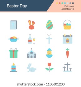 Easter icons. Flat design collection 13. For presentation, graphic design, mobile application, web design, infographics. Vector illustration.