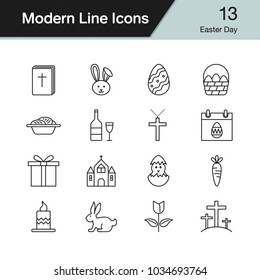 Easter icons. Modern line design set 12. For presentation, graphic design, mobile application, web design, infographics. Vector illustration.