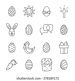 Easter icons on a white background. Vector.