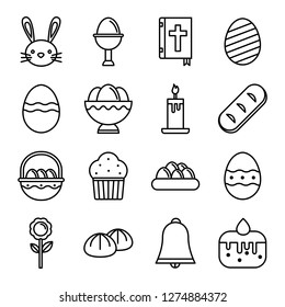 Easter icons pack. Isolated easter symbols collection. Graphic icons element