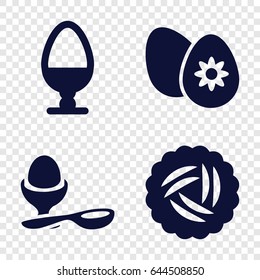 Easter icons set. set of 4 easter filled icons such as nest, boiled egg, easter egg