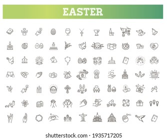 Easter Icons Set. Christianity Vector Symbols