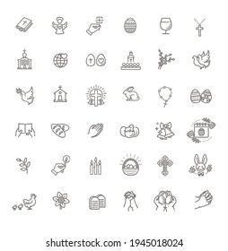 Easter icons set. Christianity vector symbols