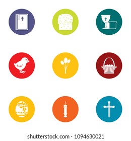 Easter icons set. Flat set of 9 easter vector icons for web isolated on white background