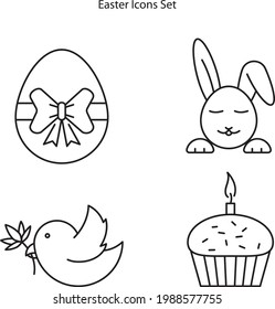 iconos de Semana Santa se establecen aislados en fondo blanco. símbolo del huevo de pascua línea delgada contorno lineal de huevo de pascua para logotipo, web, app, UI. símbolo sencillo del icono del huevo de Pascua.