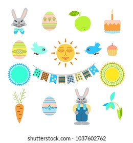 Easter icons set. Line style vector design.