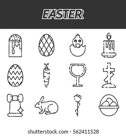 Easter icons set over white. Vector illustration,