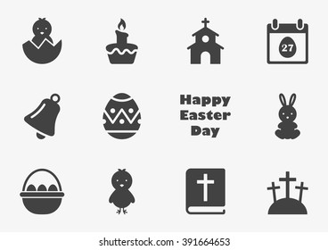 Easter icons in trendy flat style isolated on grey background. Vector illustration, EPS10.